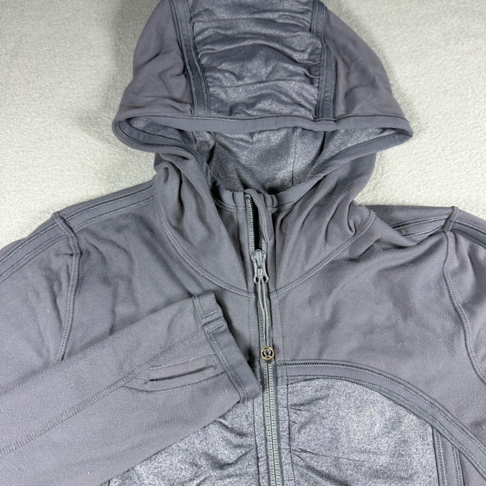 Lululemon Pure Balance Jacket Womens 6 Coal Grey Ruched Full Zip Hoodie